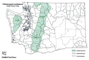 Chamaecyparis nootkatensis - Alaska Yellow Cedar Seed Zone Map